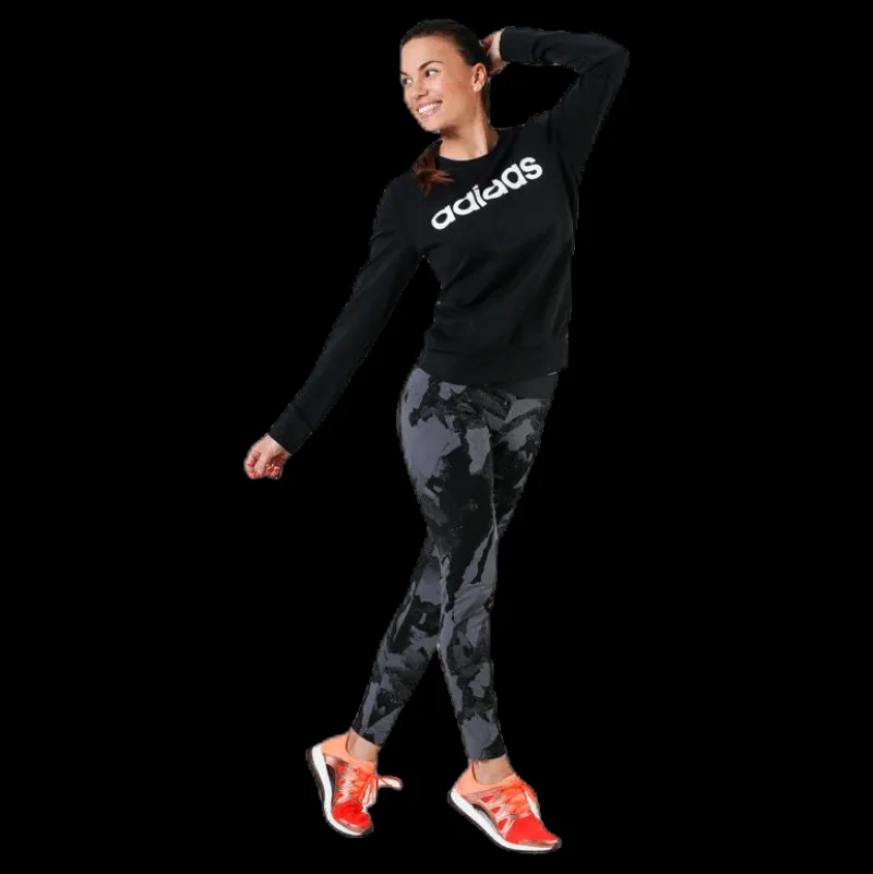 adidas Essentials Linear Crewneck Black / White Svart Clearance