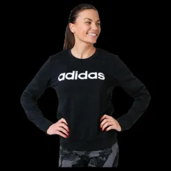 adidas Essentials Linear Crewneck Black / White Svart Clearance