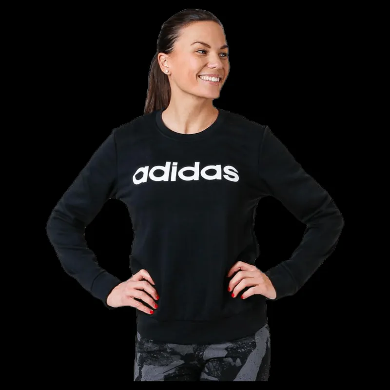 adidas Essentials Linear Crewneck Black / White Svart Clearance