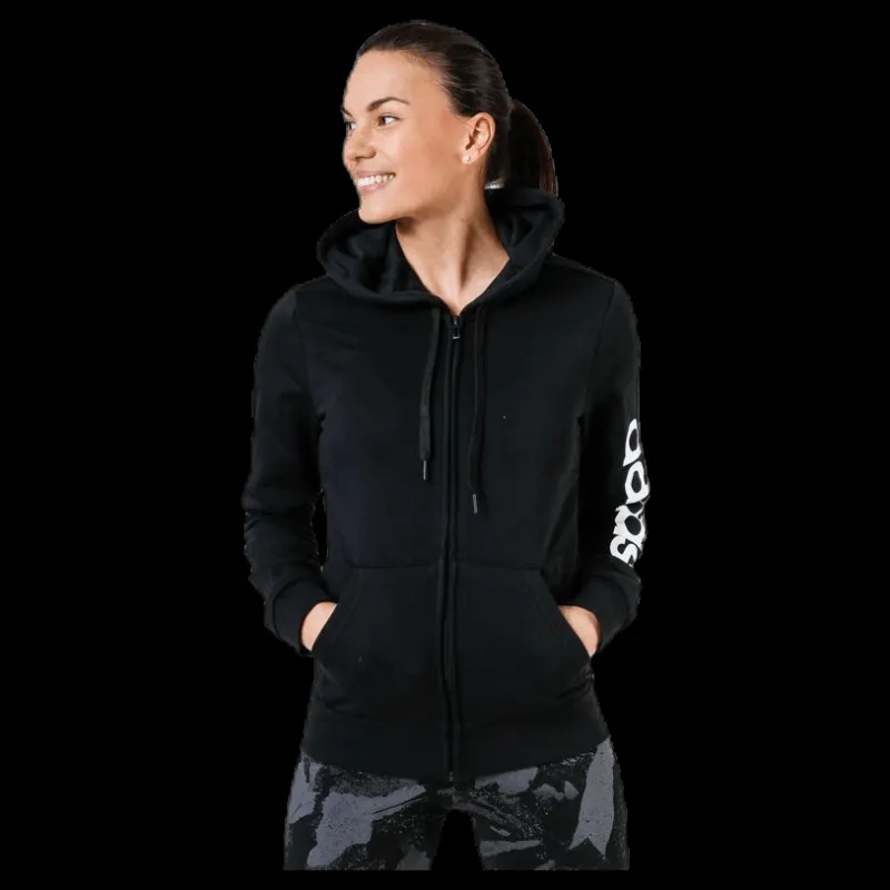 adidas Essentials Linear Full Zip Hoodie Black / White Svart