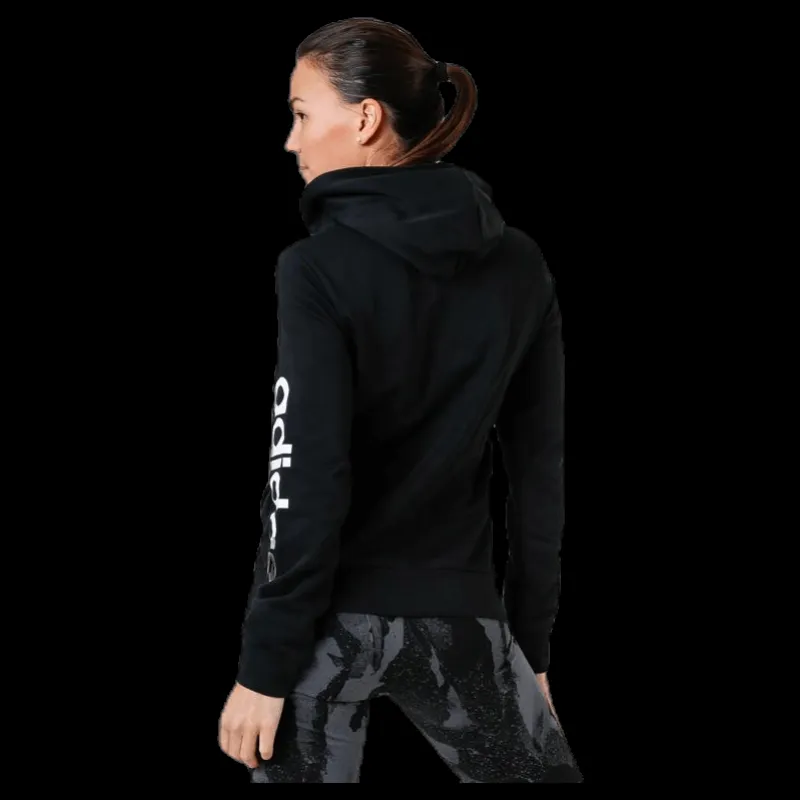 adidas Essentials Linear Full Zip Hoodie Black / White Svart