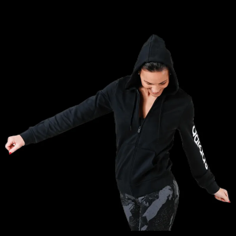 adidas Essentials Linear Full Zip Hoodie Black / White Svart