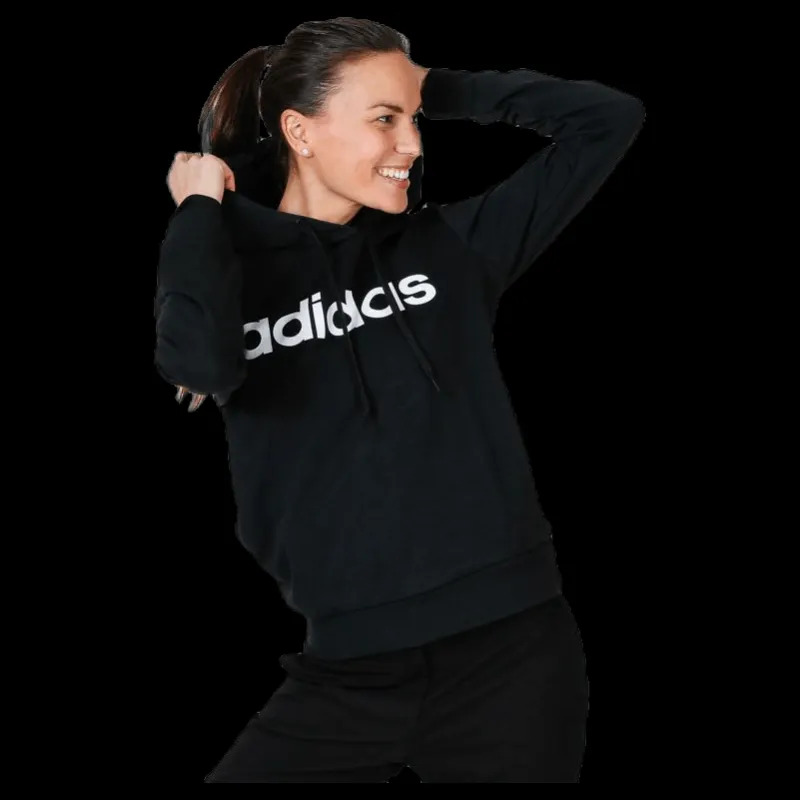 adidas Essentials Linear Over Head Hoodie Black / White Svart Discount