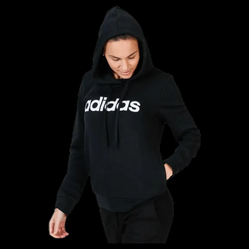 adidas Essentials Linear Over Head Hoodie Black / White Svart Discount