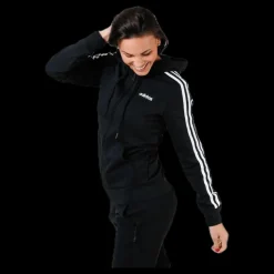 Sale adidas Essentials 3S Full Zip Hoodie Black / White Svart