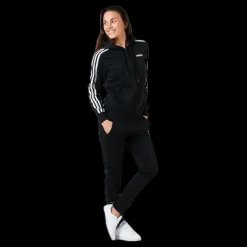Sale adidas Essentials 3S Full Zip Hoodie Black / White Svart
