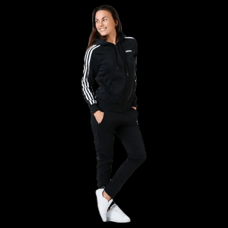 Sale adidas Essentials 3S Full Zip Hoodie Black / White Svart