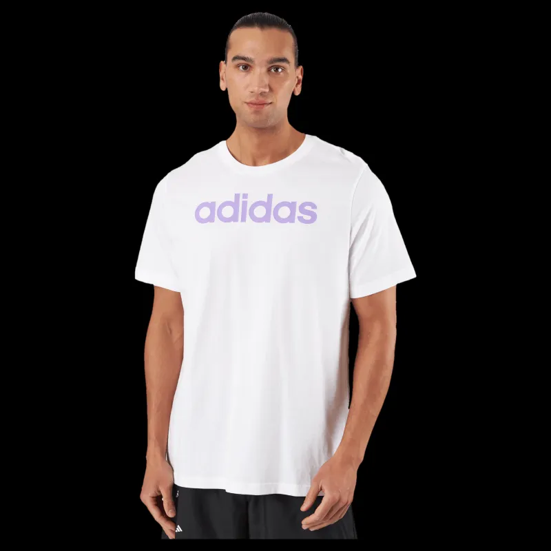 adidas Essentials Single Jersey Linear Embroidered Logo T-Shirt White Vit Outlet