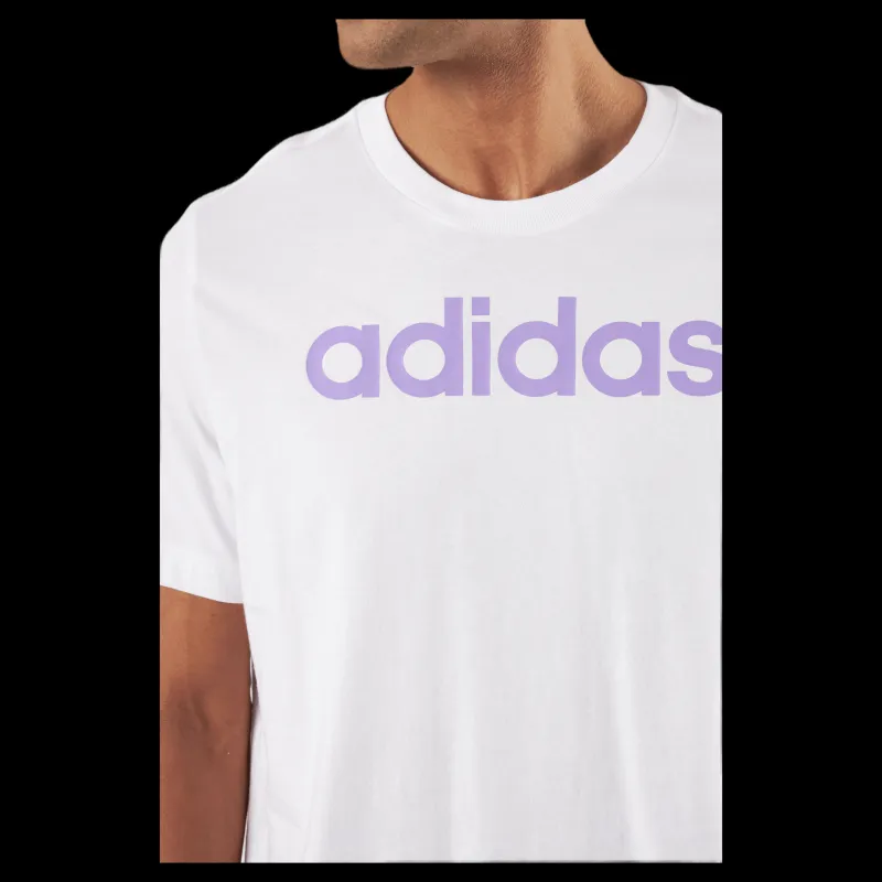 adidas Essentials Single Jersey Linear Embroidered Logo T-Shirt White Vit Outlet