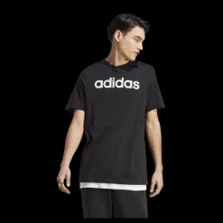 adidas Essentials Single Jersey Linear Embroidered Logo T-Shirt Black Svart Best