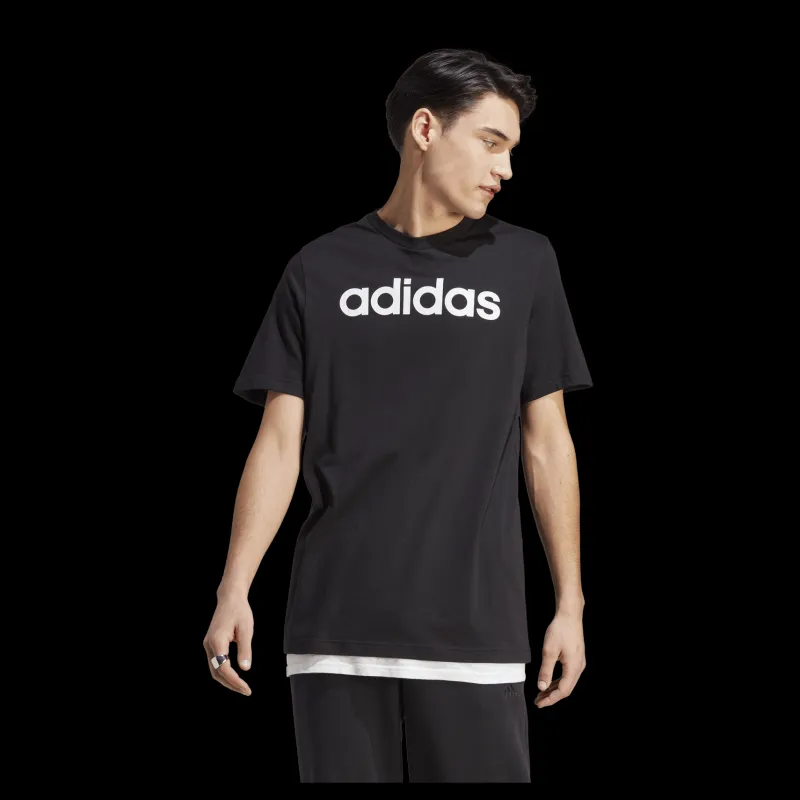 adidas Essentials Single Jersey Linear Embroidered Logo T-Shirt Black Svart Best