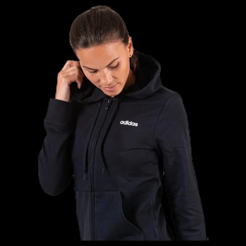 adidas Essentials Solid Full Zip Hoodie Black / White Svart