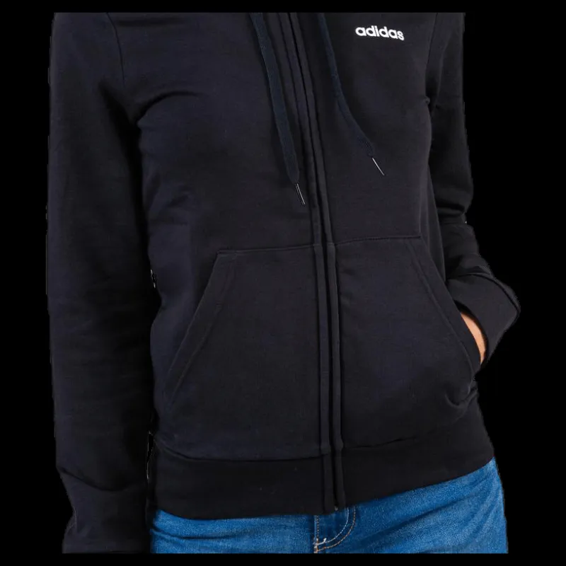adidas Essentials Solid Full Zip Hoodie Black / White Svart