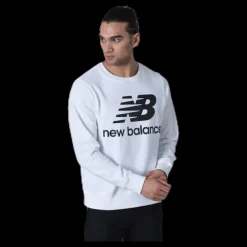 New Balance Essentials Stacked Logo Crew White/Black Vit och Svart Hot