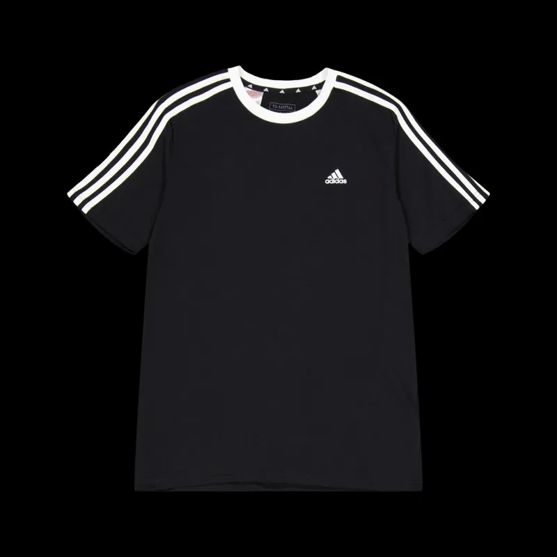 adidas Essentials 3-Stripes Cotton Loose Fit Boyfriend T-Shirt Black Svart Outlet