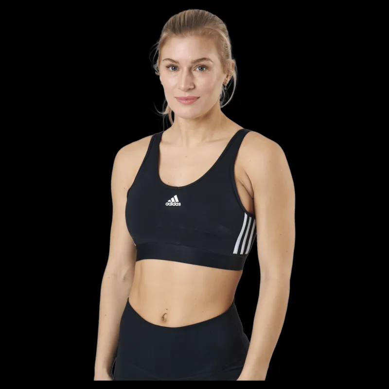 Sale adidas Essentials 3-Stripes Crop Top With Removable Pads Black / White Svart