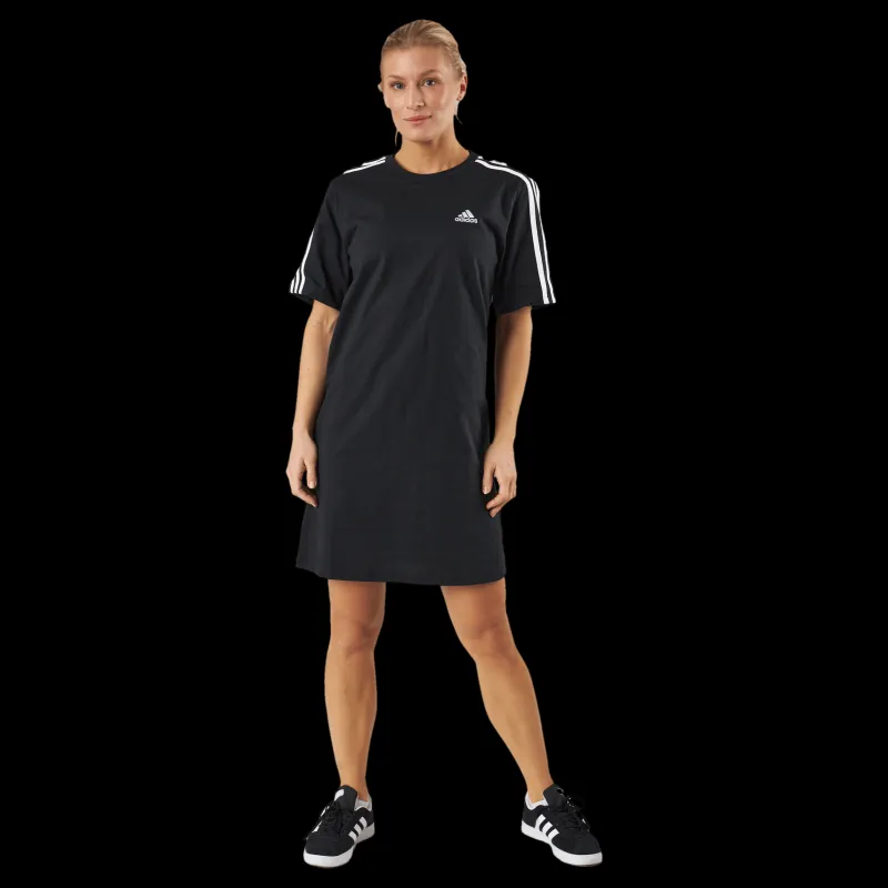 adidas Essentials 3-Stripes Single Jersey Boyfriend Tee Dress Black Svart Discount