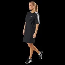 adidas Essentials 3-Stripes Single Jersey Boyfriend Tee Dress Black Svart Discount