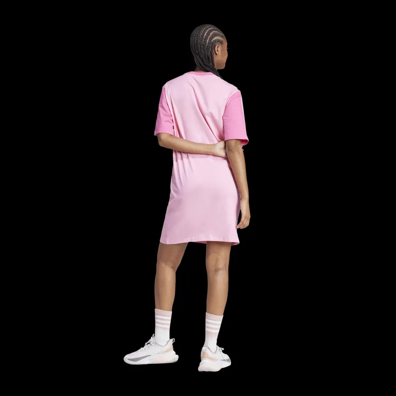 adidas Essentials 3-Stripes Single Jersey Boyfriend Tee Dress Pink Rosa Clearance