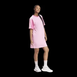 adidas Essentials 3-Stripes Single Jersey Boyfriend Tee Dress Pink Rosa Clearance
