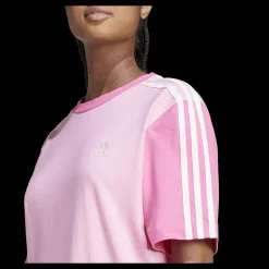 adidas Essentials 3-Stripes Single Jersey Boyfriend Tee Dress Pink Rosa Clearance