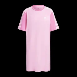 adidas Essentials 3-Stripes Single Jersey Boyfriend Tee Dress Pink Rosa Clearance