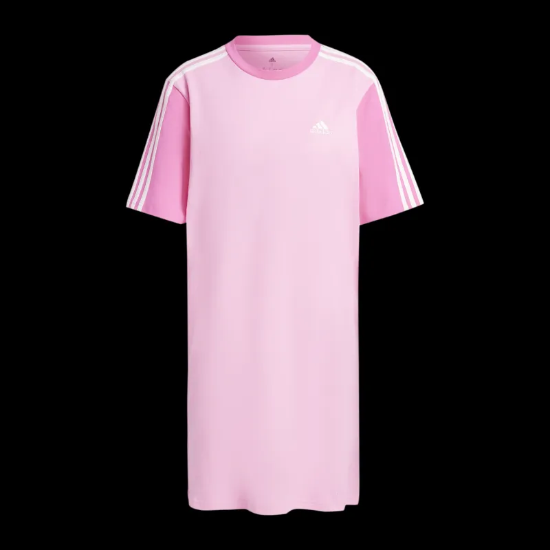 adidas Essentials 3-Stripes Single Jersey Boyfriend Tee Dress Pink Rosa Clearance