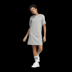 Hot adidas Essentials 3-Stripes Single Jersey Boyfriend Tee Dress Medium Grey Heather / White Grå
