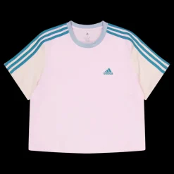 adidas Essentials 3-Stripes Single Jersey Crop Top Clear Pink Rosa Hot