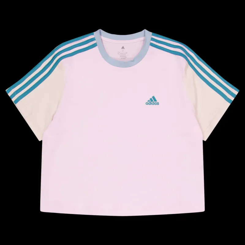 adidas Essentials 3-Stripes Single Jersey Crop Top Clear Pink Rosa Hot