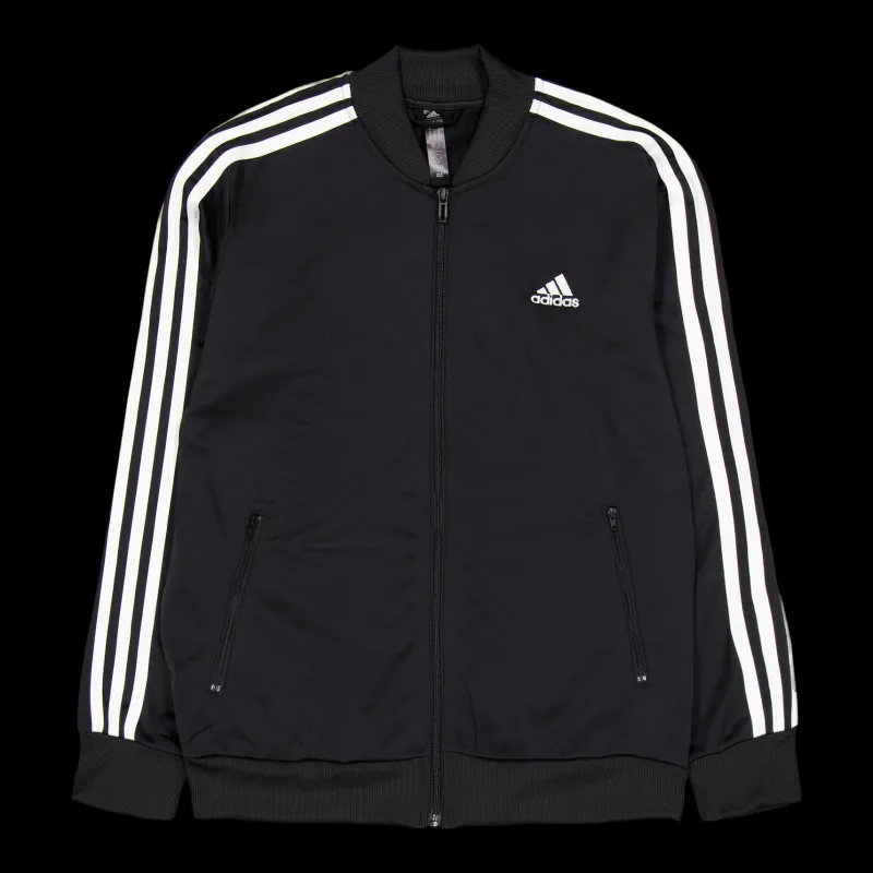 adidas Essentials 3-Stripes Tracksuit Black Svart New