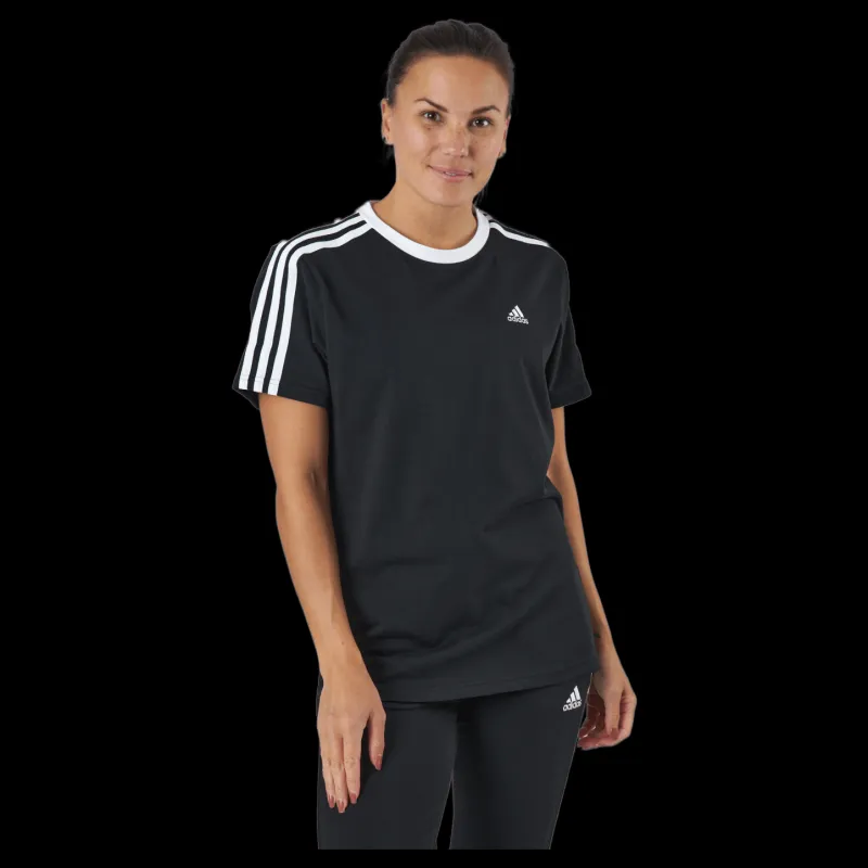 Outlet adidas Essentials 3-Stripes T-Shirt Black / White Svart