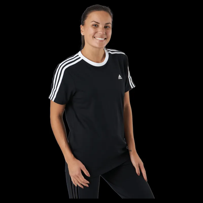 Outlet adidas Essentials 3-Stripes T-Shirt Black / White Svart