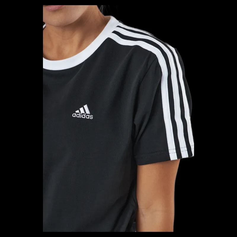 Outlet adidas Essentials 3-Stripes T-Shirt Black / White Svart