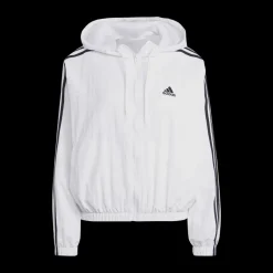 adidas Essentials 3-Stripes Woven Windbreaker White Vit New