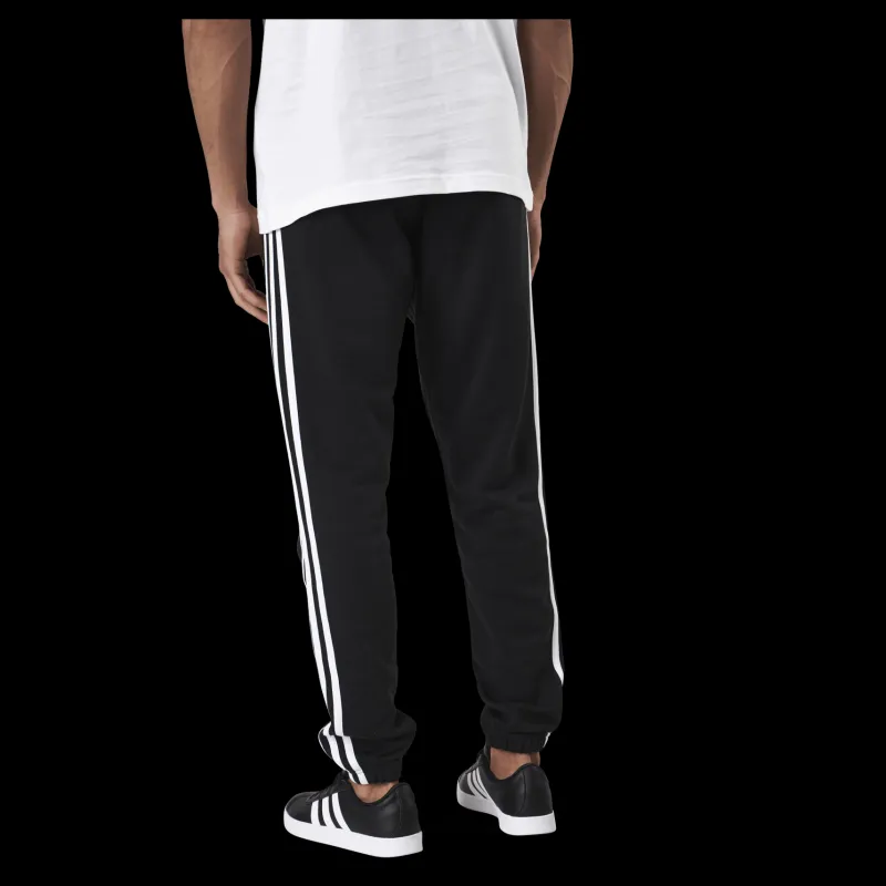 adidas Essentials Tapered Elasticcuff 3 Stripes Pant Black / White Svart Outlet