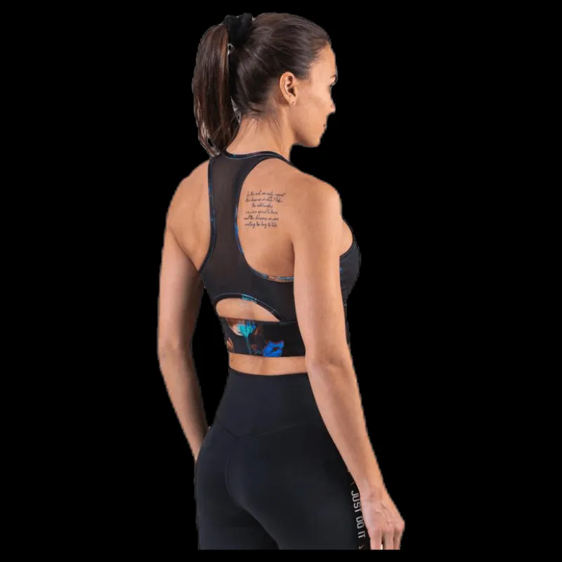 Clearance Nike Everything Floral Bra White/Black Svart