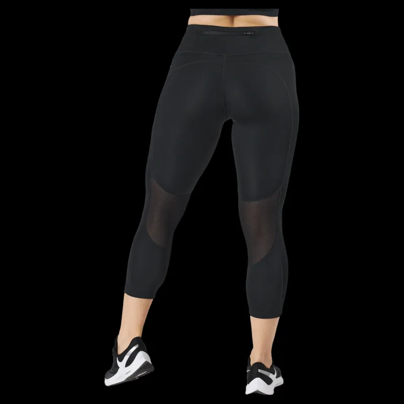 Nike Fast Women's Mid-Rise Crop Running Leggings BLACK/REFLECTIVE SILV Svart Online