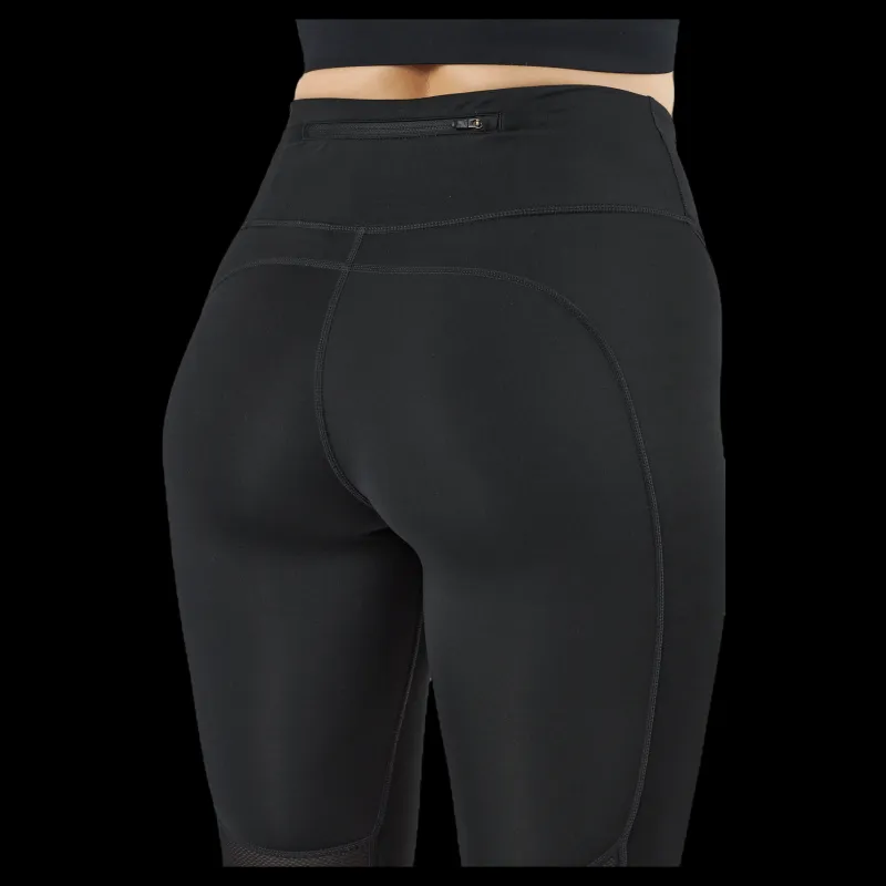 Nike Fast Women's Mid-Rise Crop Running Leggings BLACK/REFLECTIVE SILV Svart Online
