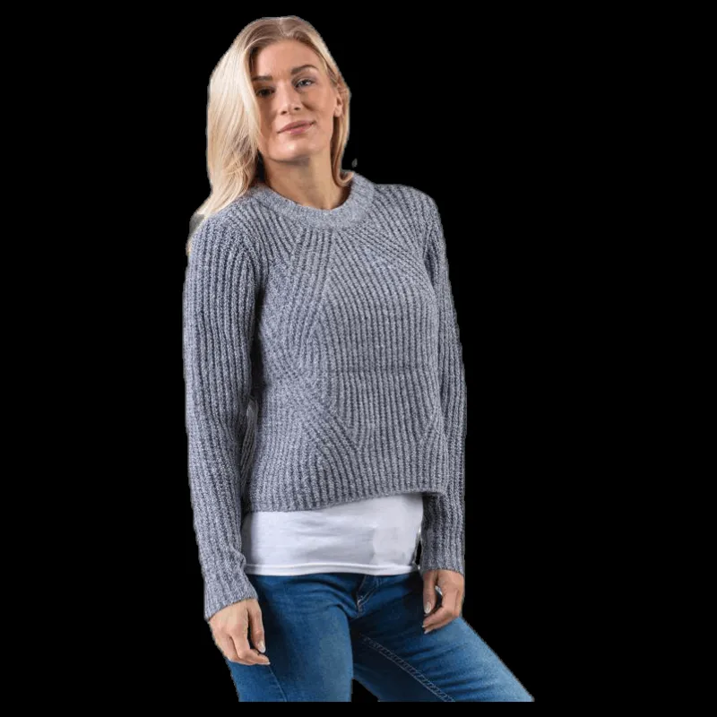 New Only Fiona L/S Pullover Knt Grey Grå