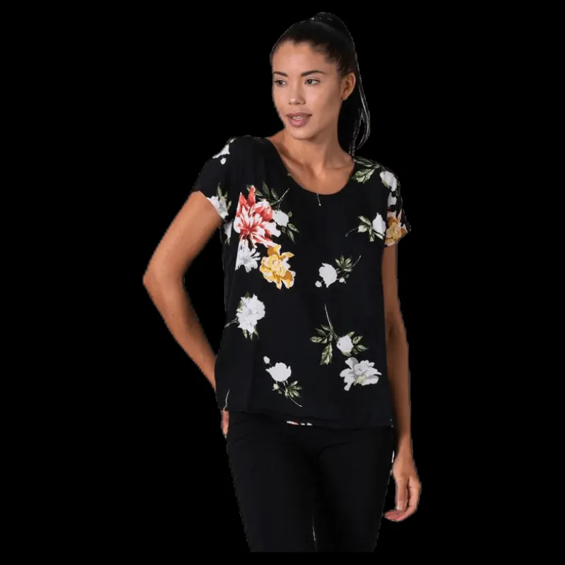Only First One Ss Aop Top Black Svart Outlet