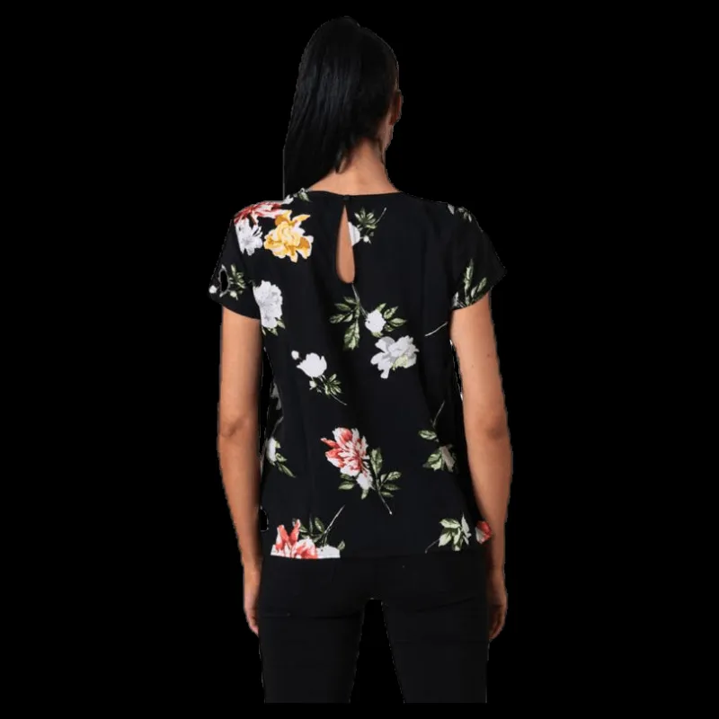 Only First One Ss Aop Top Black Svart Outlet