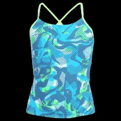 Nike Swim Floral Camo Crossback Tankini Turquoise Blå