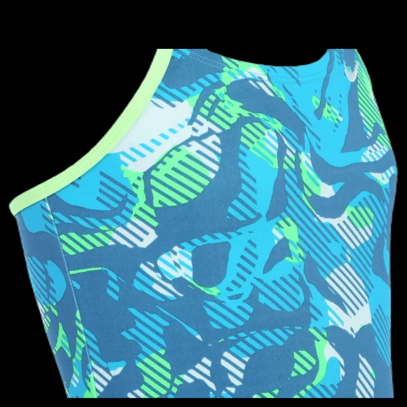 Nike Swim Floral Camo Crossback Tankini Turquoise Blå