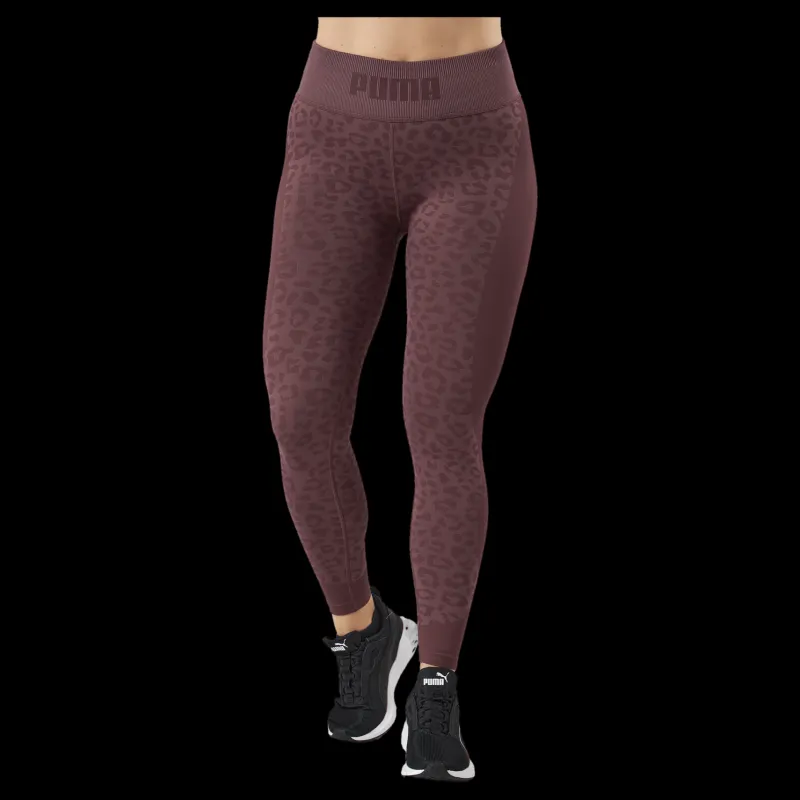 Best Puma Formknit Seamless High Waist 7 Dusty Plum-leopard Print Brun