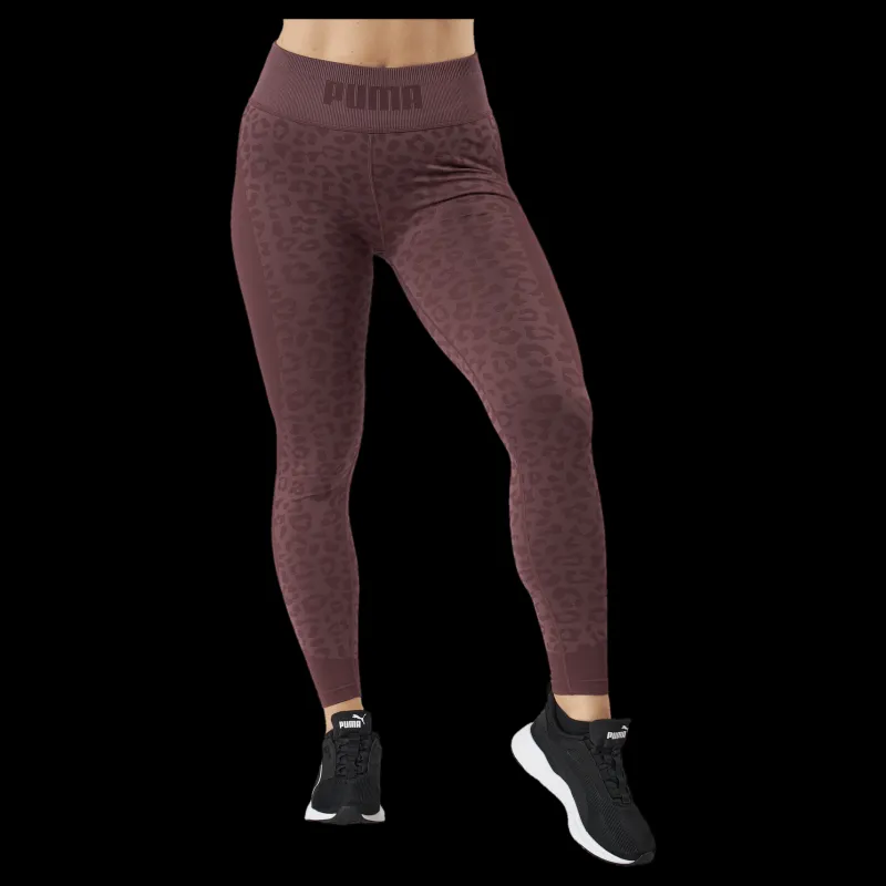 Best Puma Formknit Seamless High Waist 7 Dusty Plum-leopard Print Brun