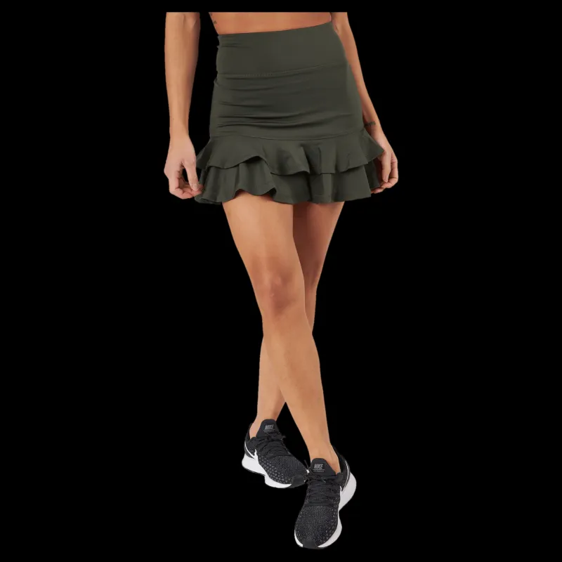 Discount BOW19 Frida Frill Skirt Army Svart