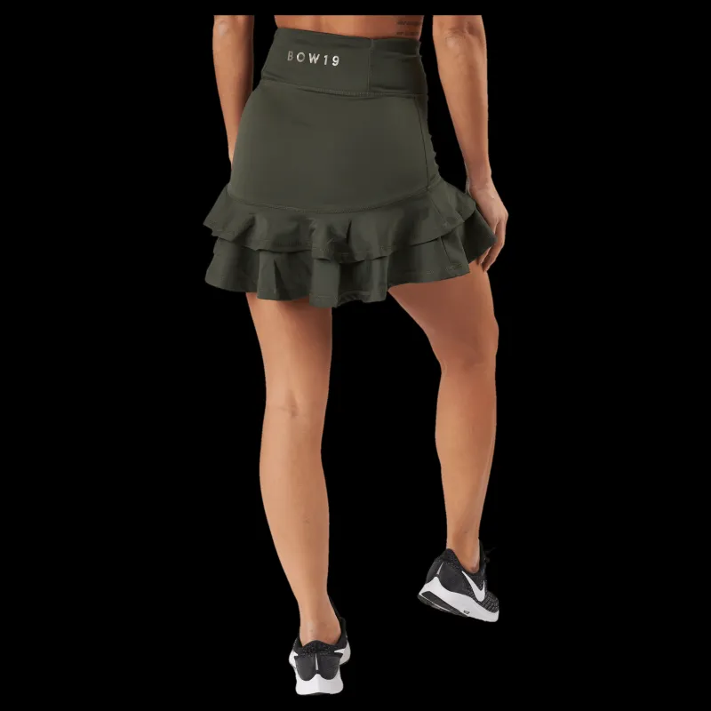 Discount BOW19 Frida Frill Skirt Army Svart