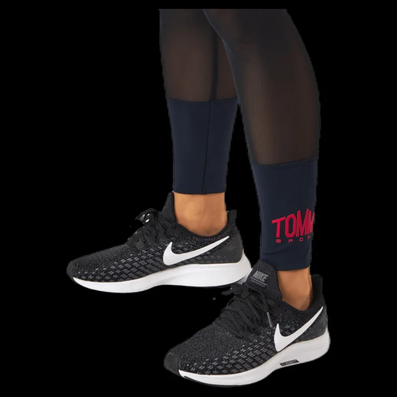 Hot Tommy Hilfiger Sport Full Length Mesh InsertLegging Blue/Red Blå och Röd