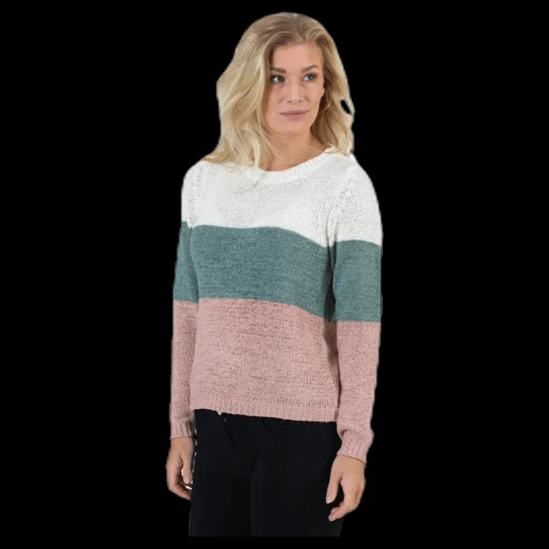 Only Geena L/S Block Pullover Knt White Vit Hot
